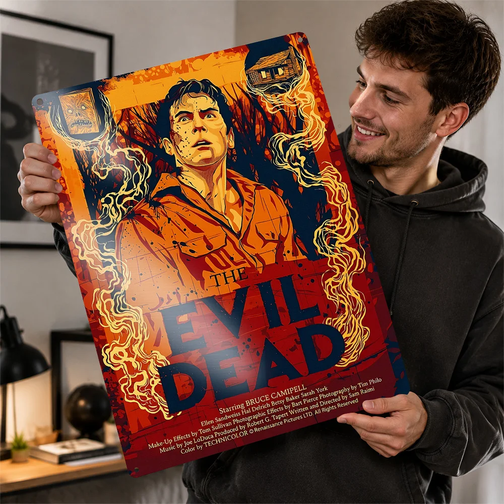 The Evil Dead Movie Personalized 3D Textured Metal Poster Wall Art Tinplate Sign for Bar Accessories Room Decorating Interior