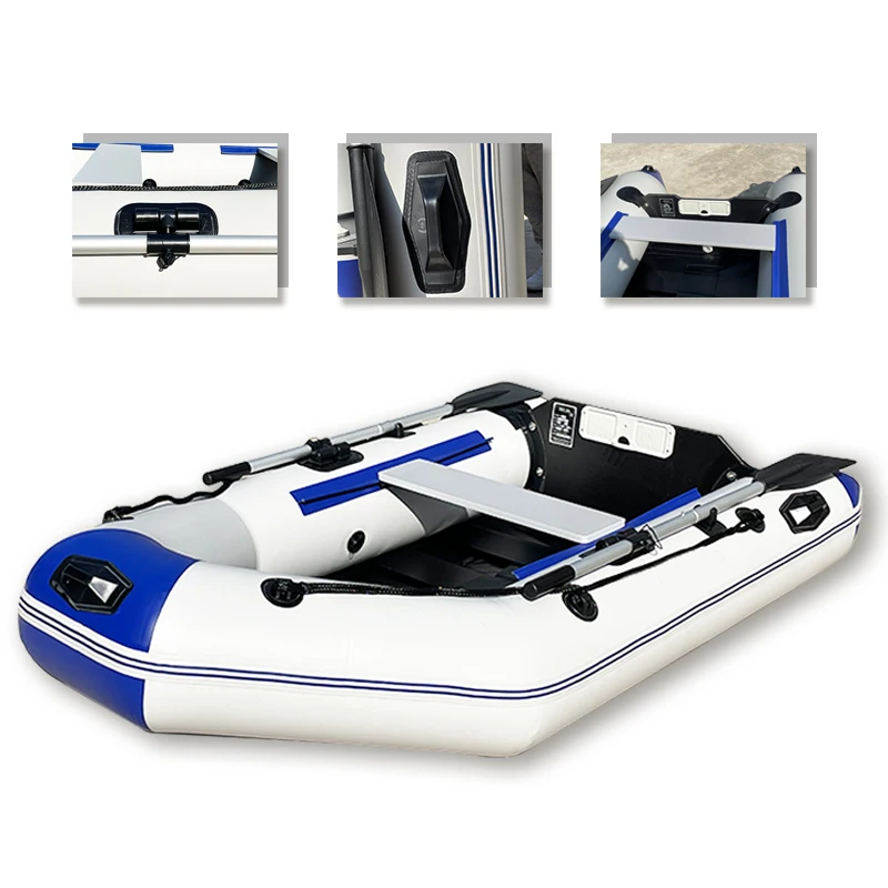 MC230-1 7.5ft 2 شخص سوبر PVC تهمة قارب قارب مطاطي كاياك قابل للنفخ مع أرضية شرائحية لصيد الأسماك بحيرة بركة نهر المحيط