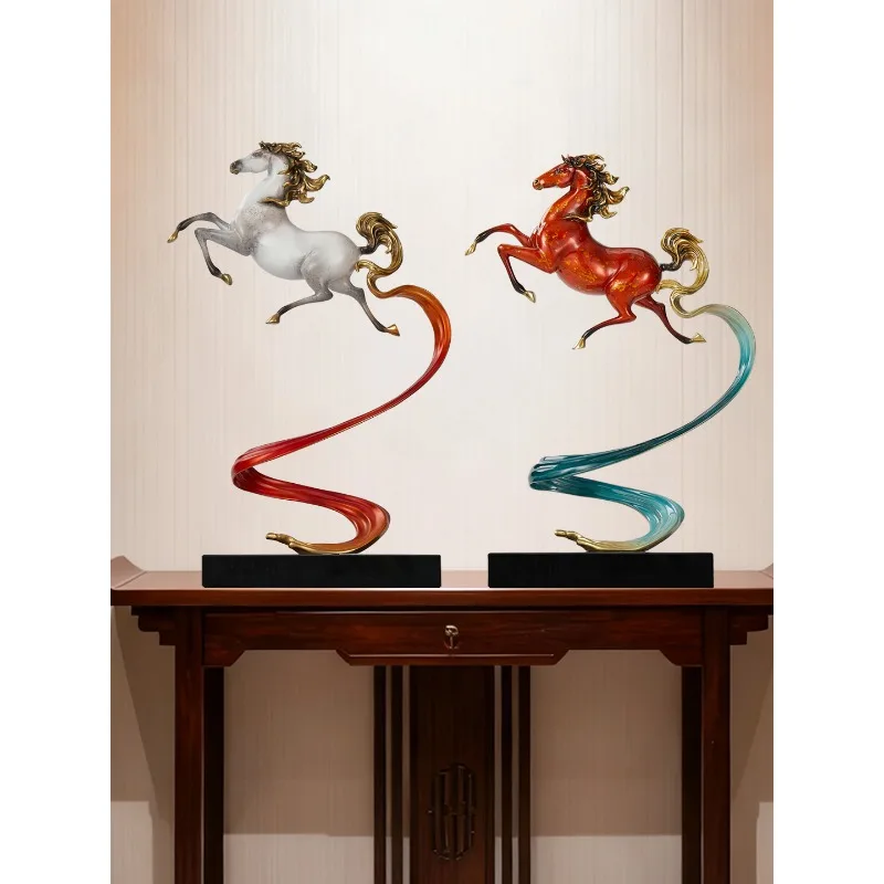 Living room entrance new Chinese copper horse creative ornament, high-end office desktop leader boss housewarming opening gift