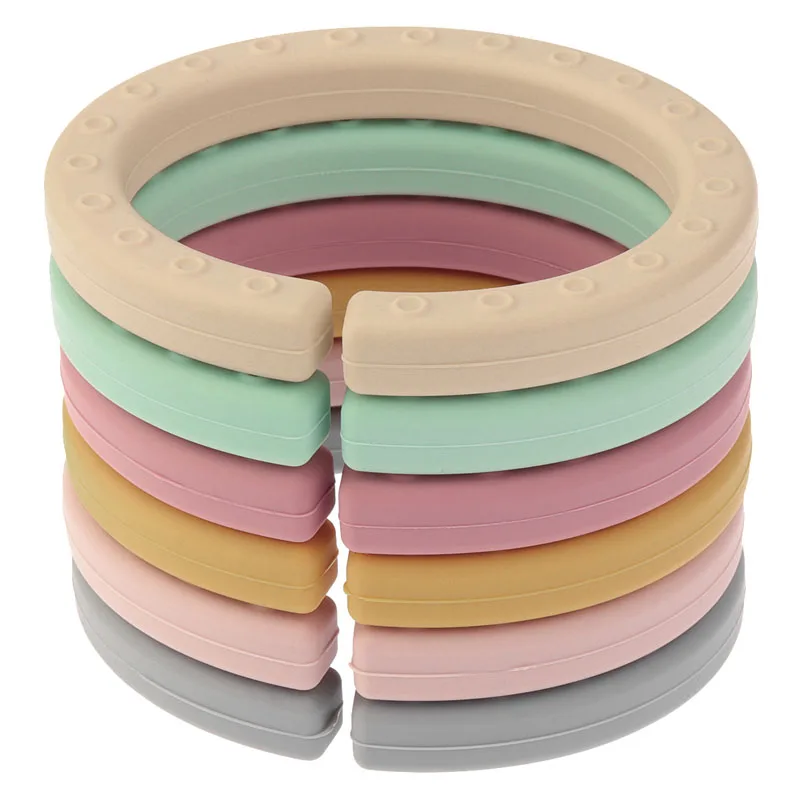 TeWindsor-Anneau de dentition en silicone de qualité alimentaire pour bébé, jouets mentaires oriels pour les tout-petits, jouets apaisants pour animaux, accessoires, 0-12, 6 pièces