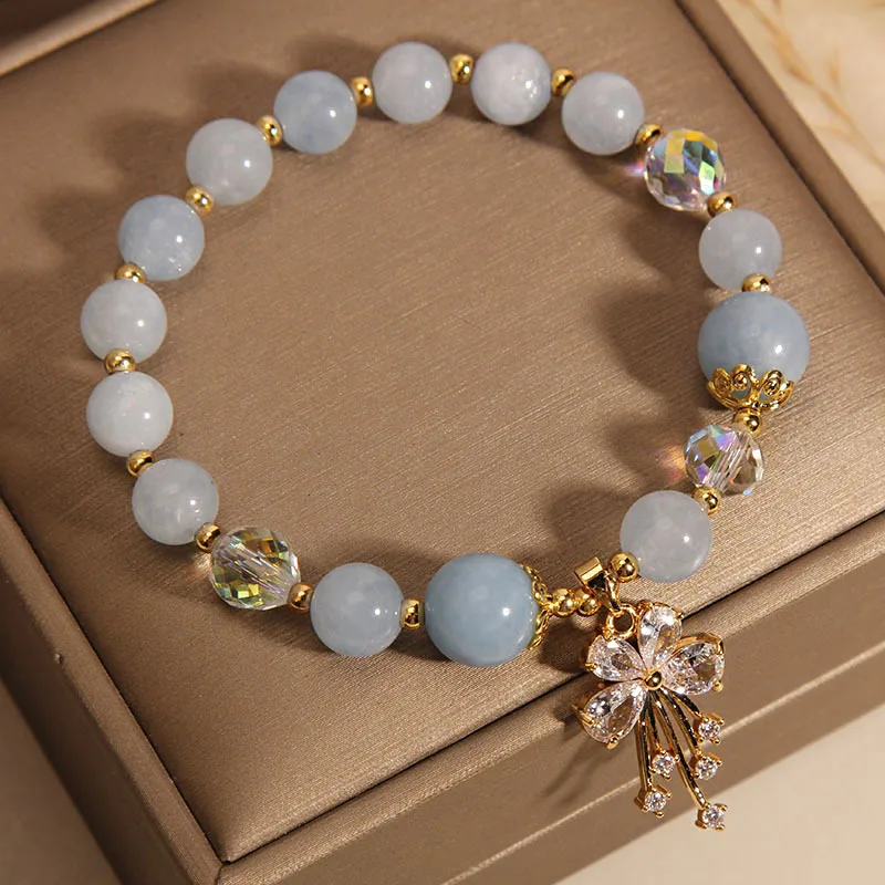 

Luxury Niche Design Sea Blue Bracelet for Women Pink Crystal Bracelet High-end Feel Crystal Butterfly Pendant Bracelet