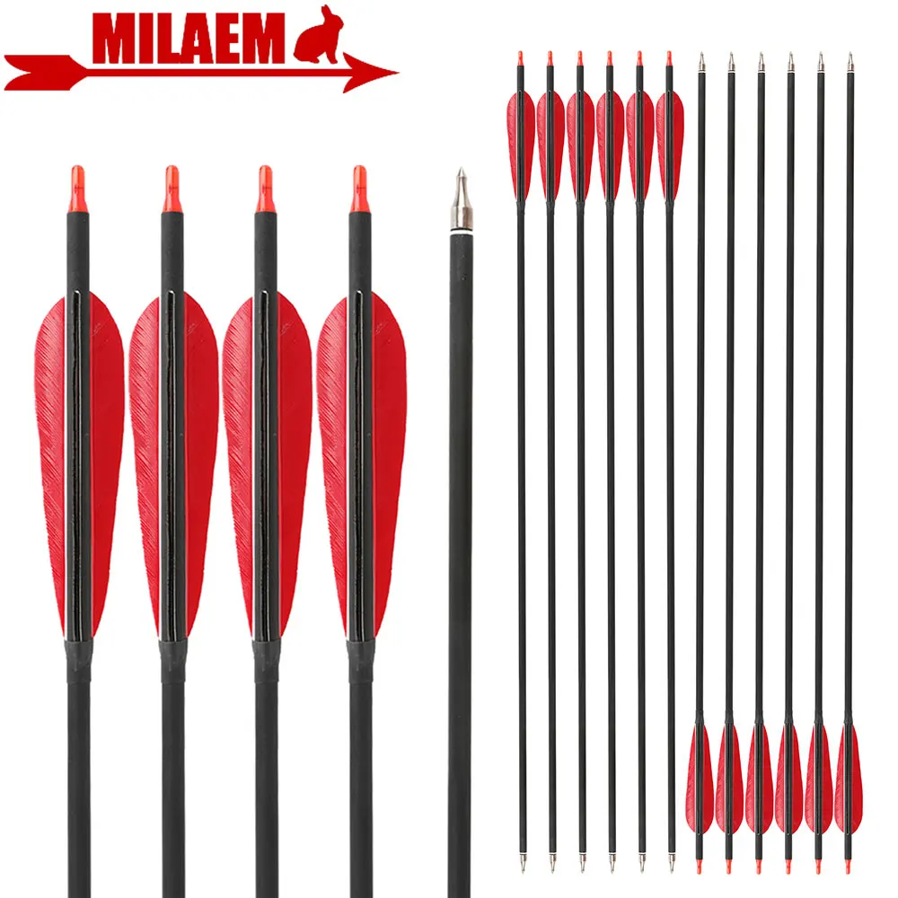 

35.3 Inch Mixed Carbon Arrow 85cm Arrow Shaft Spine 500 With 100 Grain Arrowhead for Longbow Shooting Recurve Bow Hunting