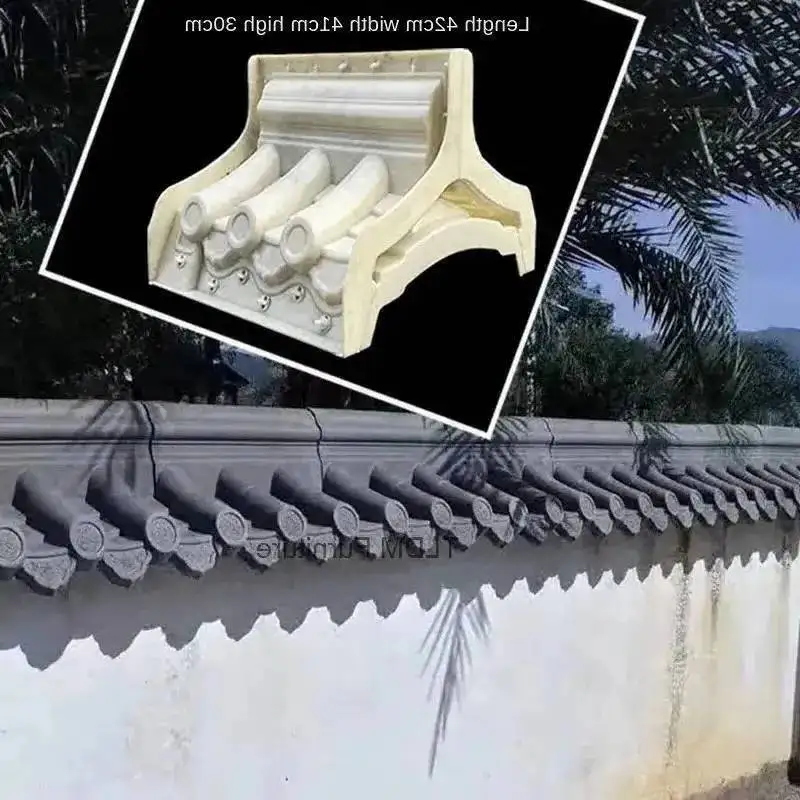 Courtyard Cement Wall Hat Retro Wall Eaves Chinese Molds Model Garden Antique Tile Decoration Home Wall Cap Carved Cement Board