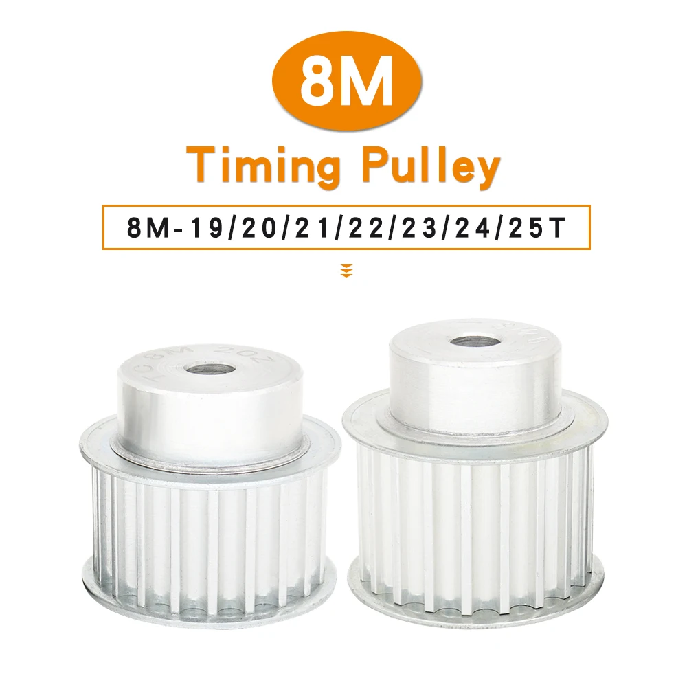 

Timing Pulley 8M-19T/20T/21T/22T/23T/24T/25T Bore Size 8mm Teeth Pitch 8 mm Alloy Pulley Wheel For Width 25/30mm 8M Rubber Belt