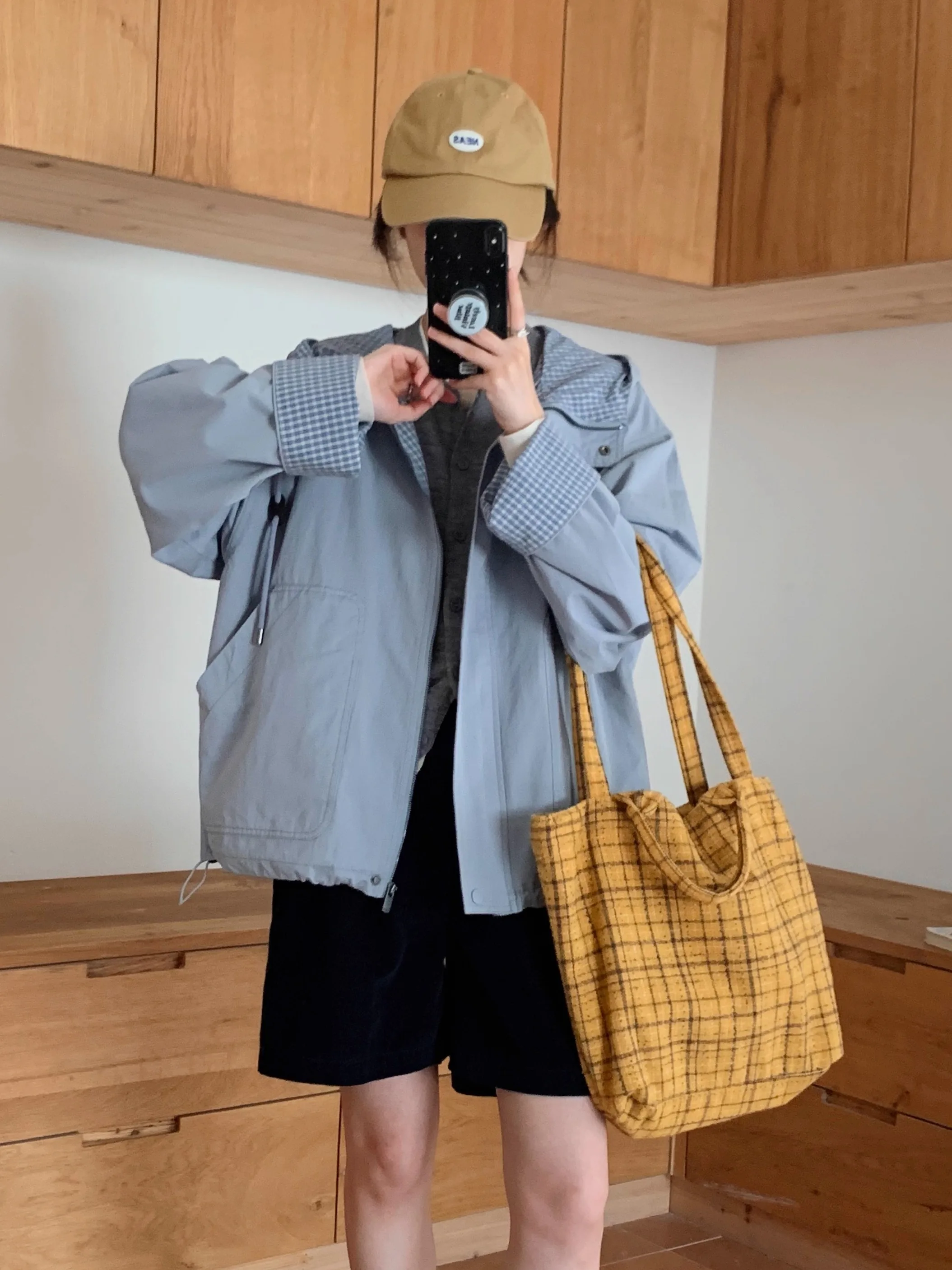 

Casual Loose Women's Jaet Cheered Patchwork Hooded ort Outerwear Slimming Top Spring Autumn Faion Ladies' Coat