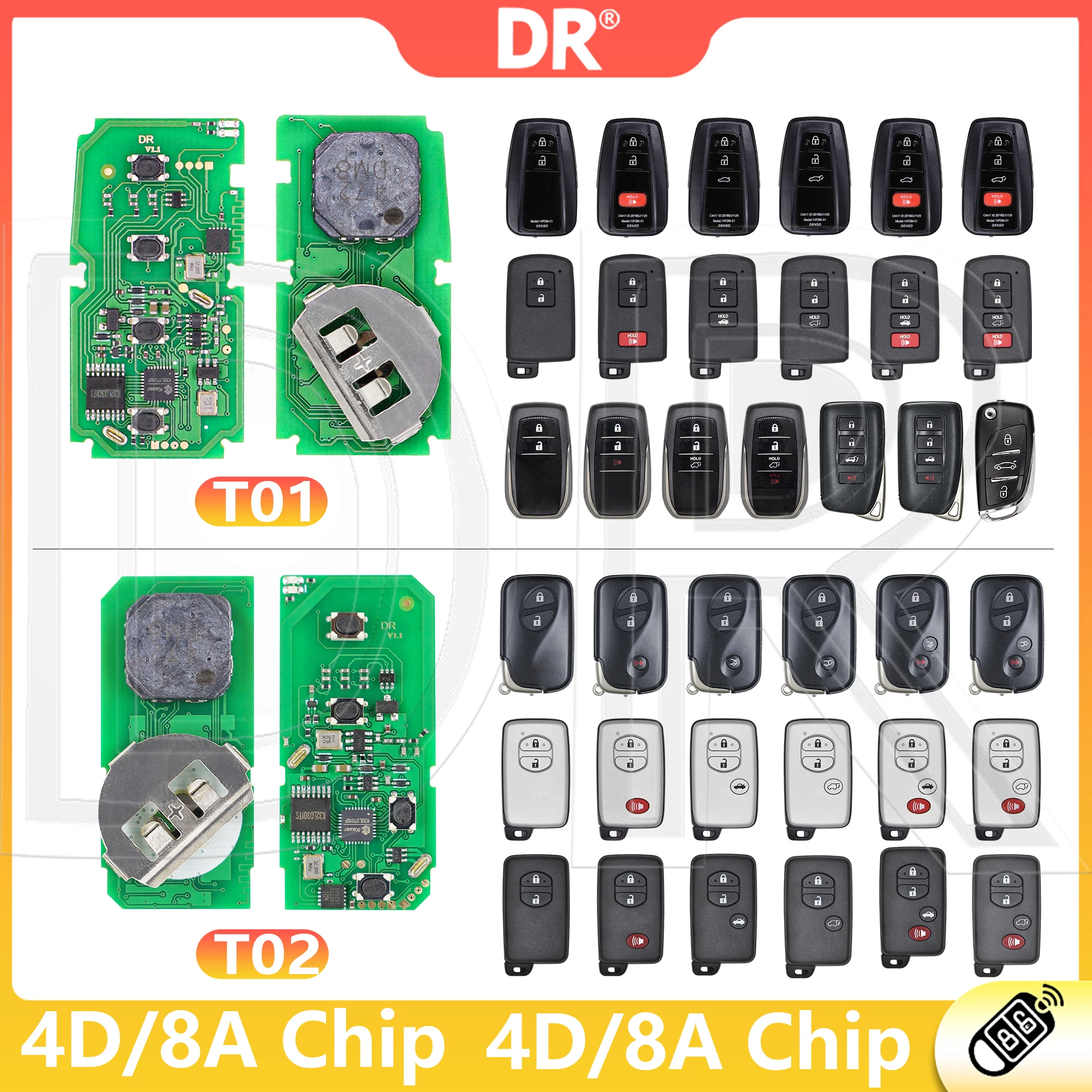 DR3 Unlimited Uses App Generate & Edit Uinversal Bluetooth Version Car Remote Key Support 4D/8A Chip For Toyota Lexus Subaru