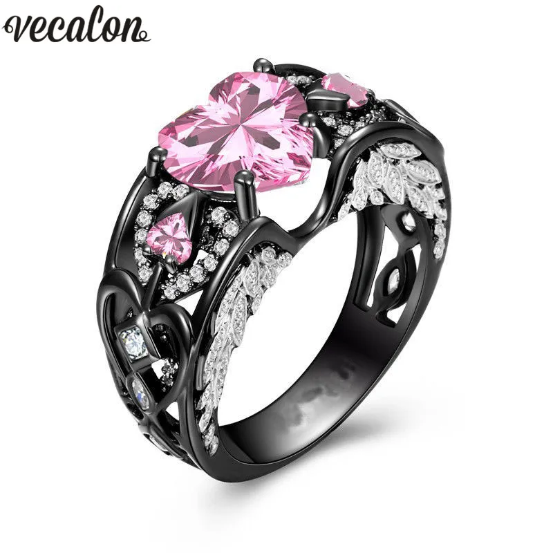 

Vintage Angle Wings Birthstone Zircon Ring Black Gold 925 Silver Anniversary Wedding Rings for Women Men Jewelry