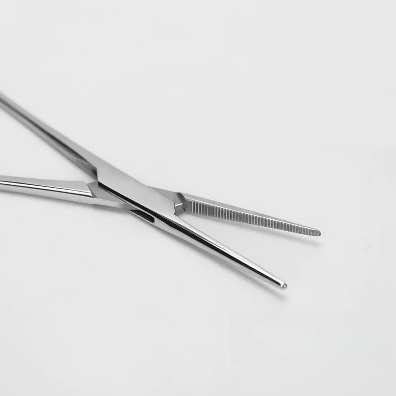 Pinzas quirúrgicas hemostáticas médicas de acero inoxidable, pinzas para pesca de mascotas, cabeza curva recta opcional, 14cm/p