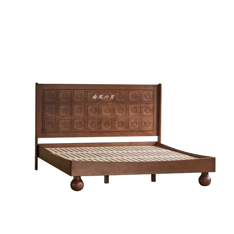 

*French cherry wood antique style all solid wood 1.8m retro master bedroom furniture wedding room double bed