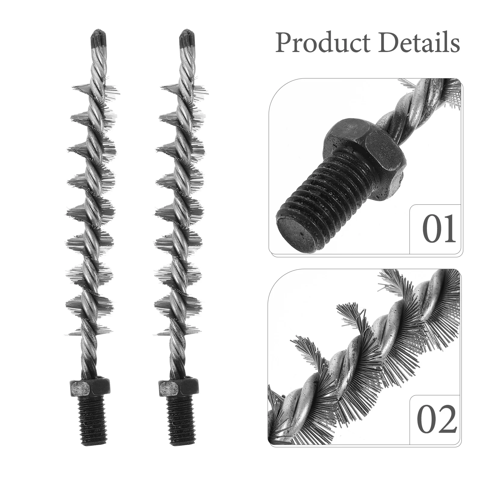 

2Pcs Chimney Cleaning Brush with Steel Wire Bristles - Long Handle Dryer Vent Cleaner Tool for Flue Duct Pipe Multifunctional