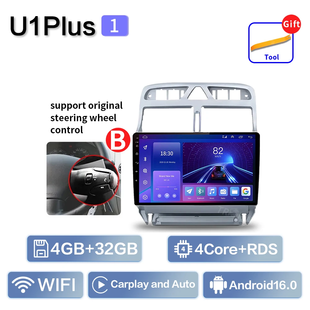 Carplay Voor Peugeot 307 SW 307CC 307SW 2002 2003 2004 2005 2006 2007-2013 Multimedia Autoradio Speler WIFI + 4G BT DSP