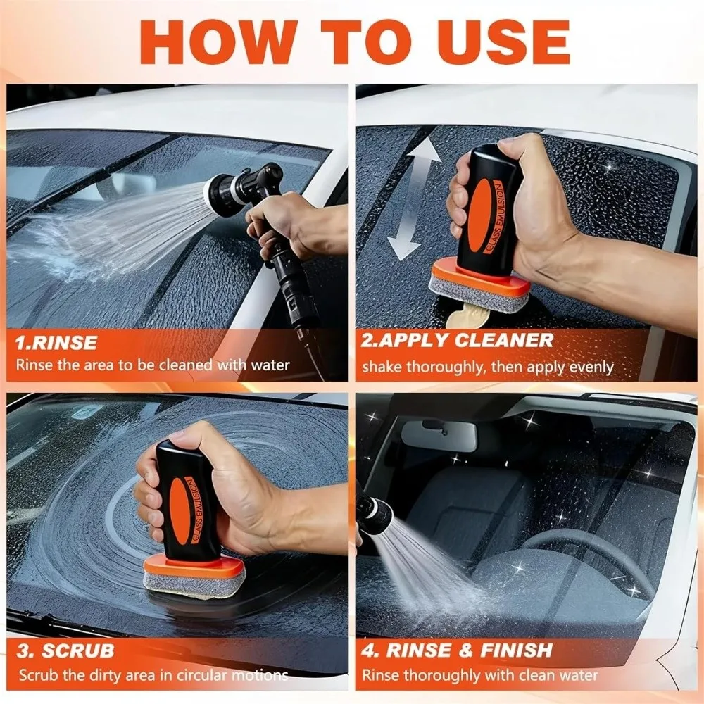 

Portable Automotive Oil Film Cleaner Easy-to-Use Cleaning Brush Glass Cleaner Removes Smudges Glass Surfaces Oil Film Remover