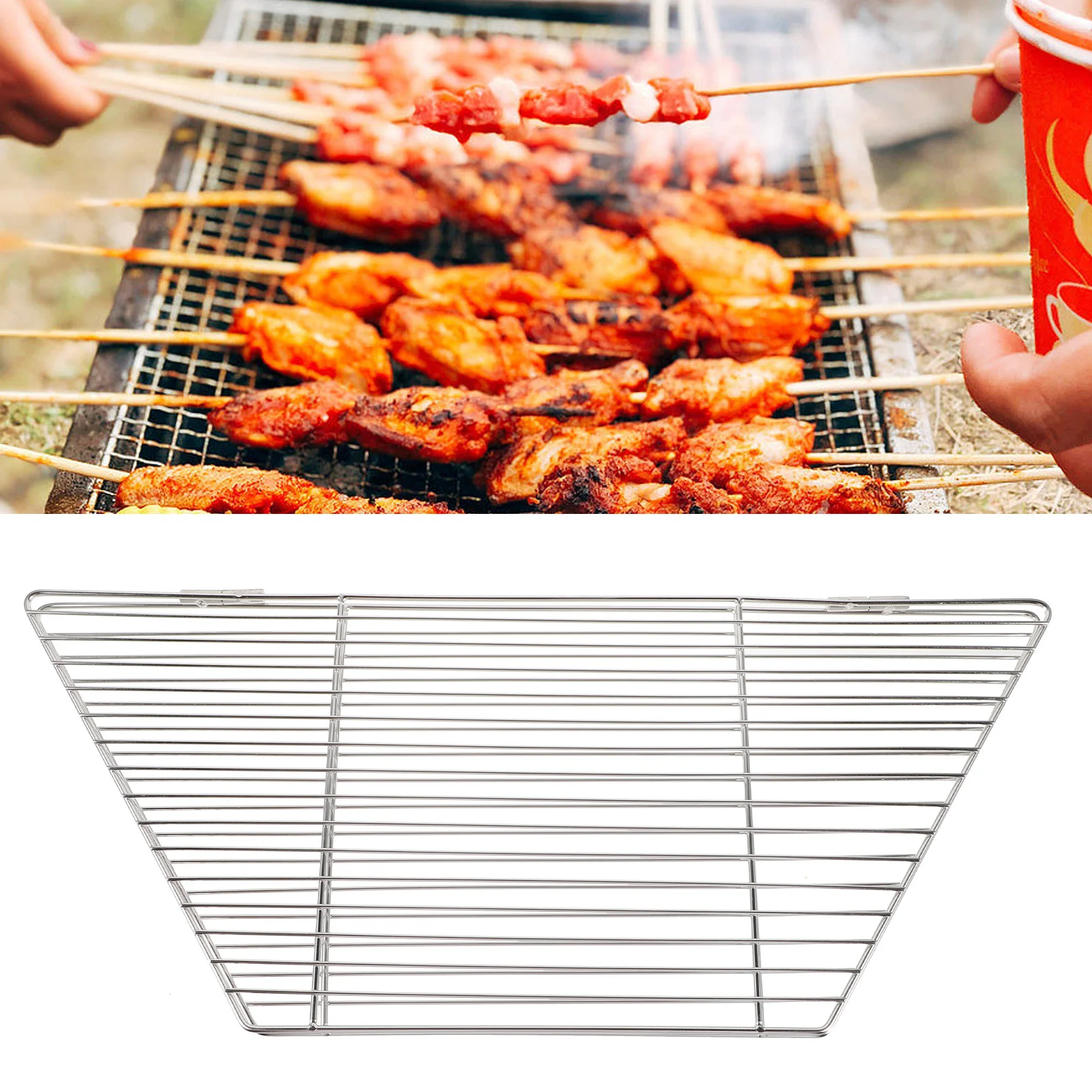 

Hexagonal Grill Net Bbq Mesh Stainless Steel Outdoor Rack Grilling Multi Purpose BBQ Tool For Steak Fish Vegetables