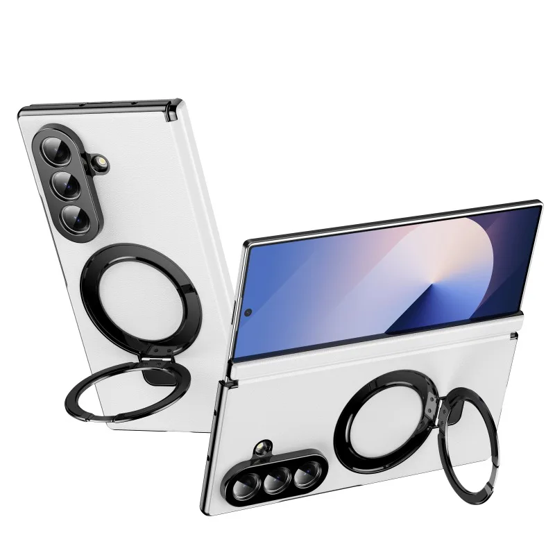 For Samsung Z Fold 8 Ultra Wireless Charging Integrated Ring Kickstand Lens Hinge Protection Anti‑Fingerprint Shockproof Cover