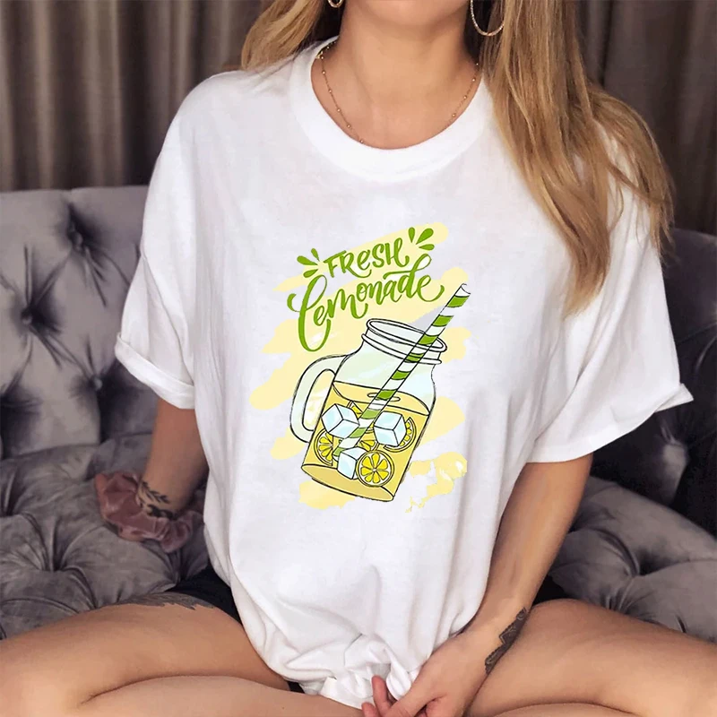 

Летний топ с рисунком Limoncello, футболка с буквенным принтом лимона, винтажная футболка с короткими рукавами и фруктами, повседневная хлопковая футболка с круглым вырезом, женская уличная одежда