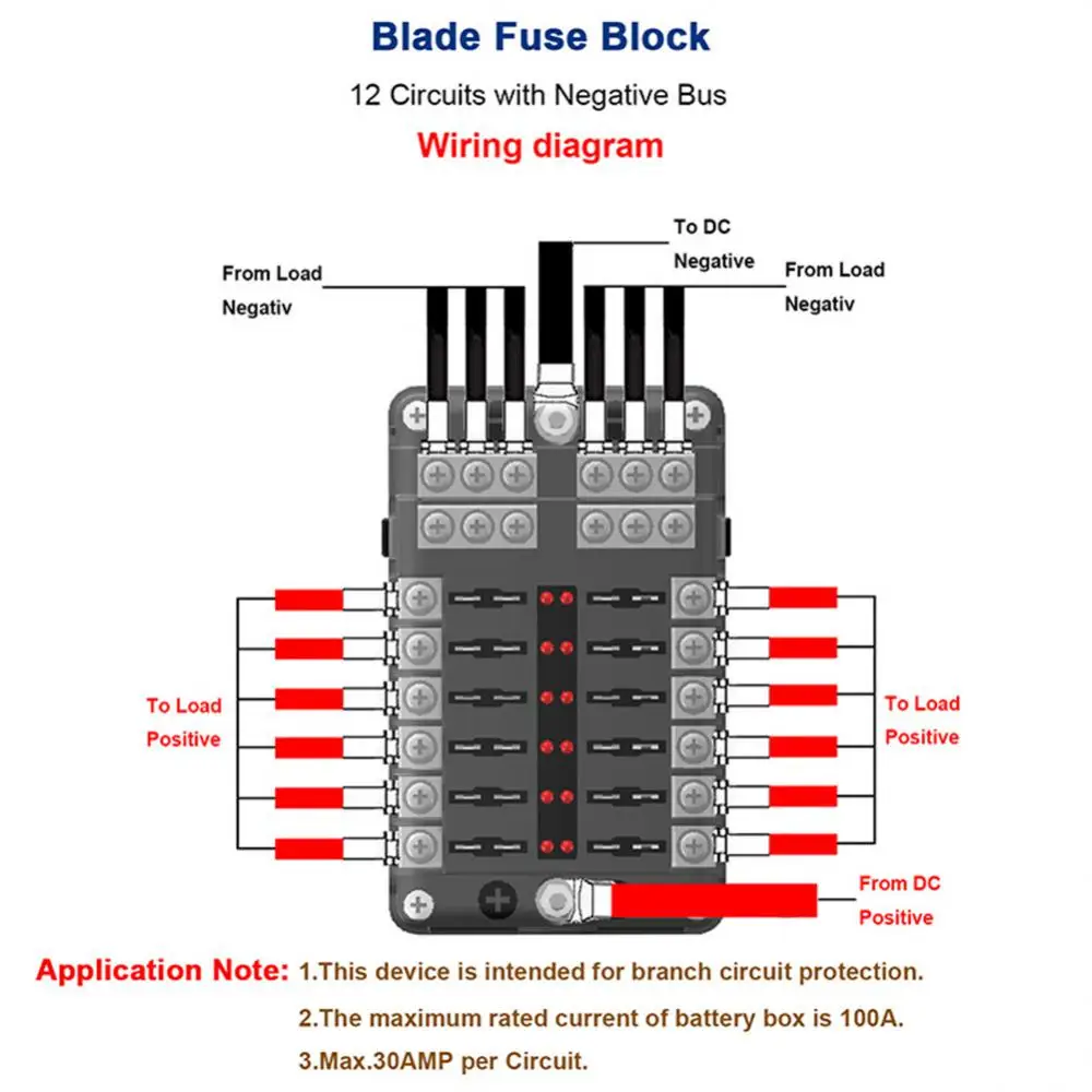 2/5PCS Car Boat  Fuse Box Holder With 12 Way Blade Fuse Holder Block & Warning Indicator  12V~24V Power Distribution Panel Board