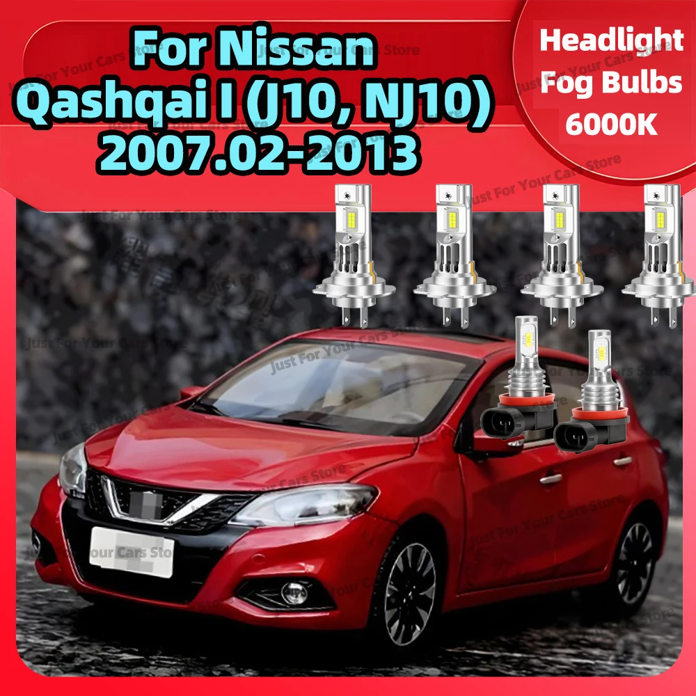 

2/6x LED Headlights 30000LM High Low Beam 6000K Fog Lamps For Nissan Qashqai I (J10, NJ10) 2007.02-2013 2008 2009 2010 2011 2012