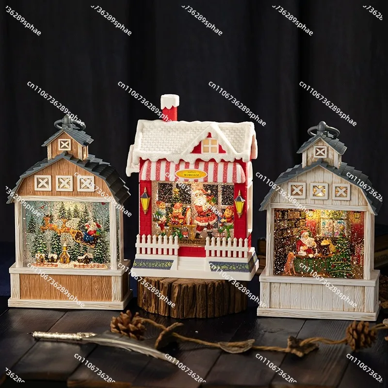 Christmas Workshop Music Box with Moving Parts, Santa's Bakery Animated Scene with Snowfall, Detailed Holiday Display Decor