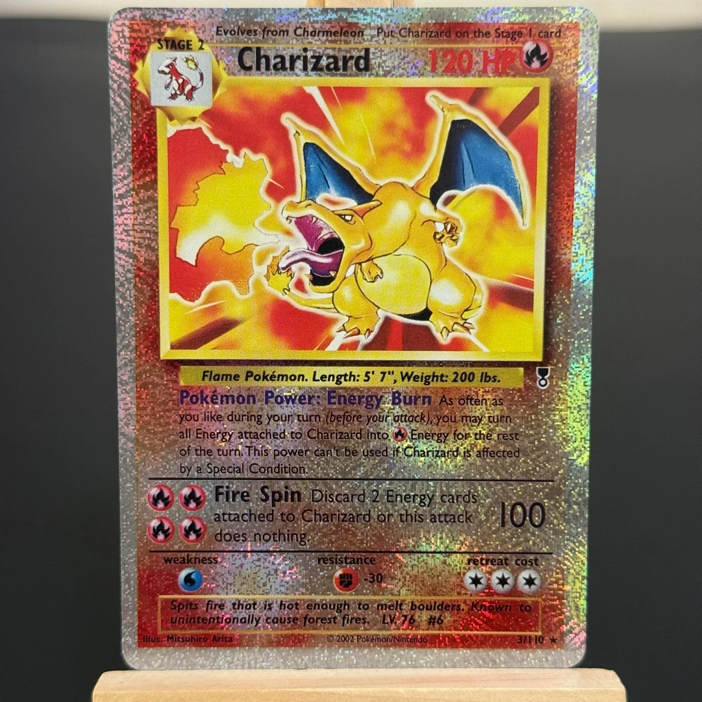 Tarjeta de Colección TCG English Charizard 2002 Legendary Collection # 3 3/110 Tarjeta Holo Reversible para DIY Proxy