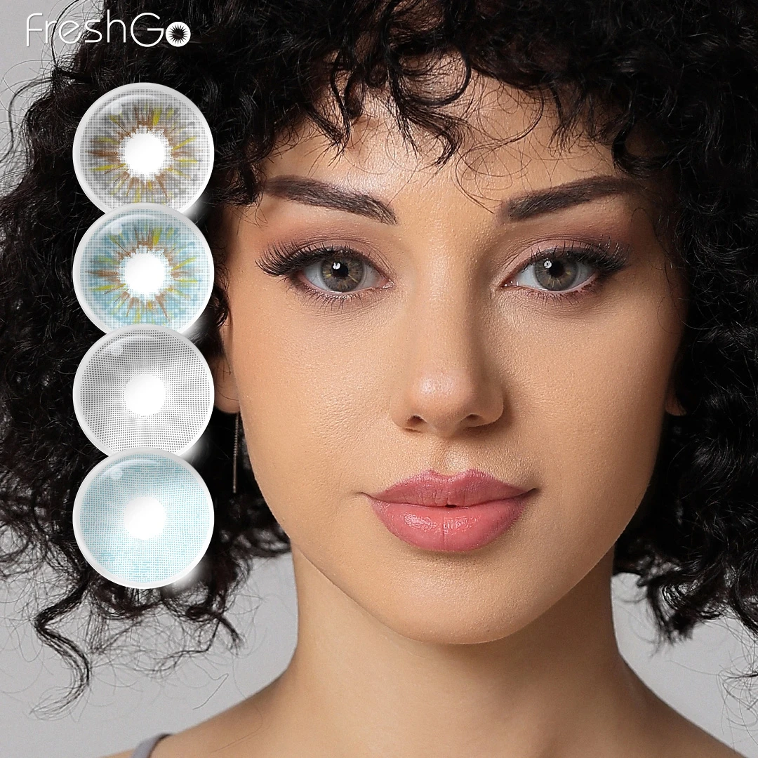 

New! FreshGo Color Contact Lenses 14.5mm Gray Color Contact Lenses Large Diameter Colorful Beauty Cosmetic Contacts for Eyes