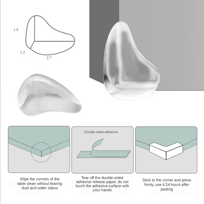 Protecteur d'angle de table Transparent, autocollant de bord, meubles d'angle en verre, protecteur d'angle en silicone, anti-collision de table