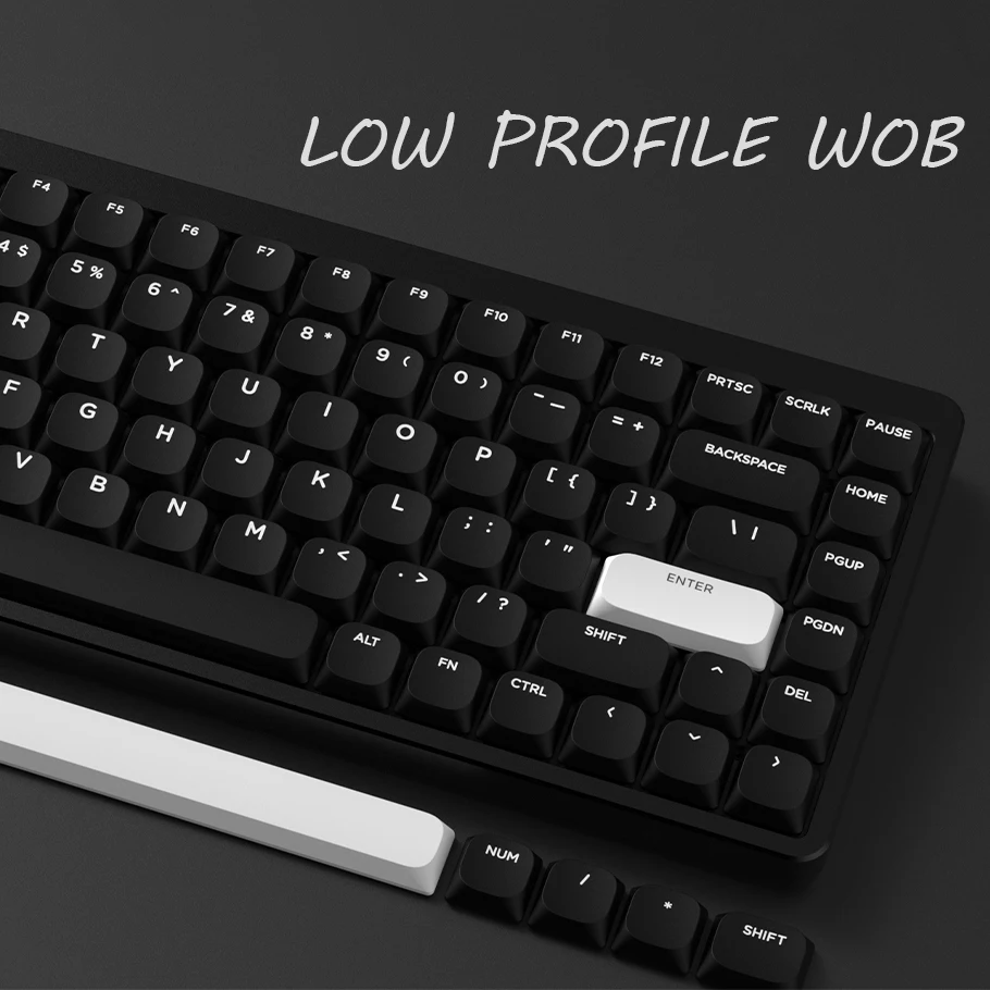 

Low Profile Keycaps Custom WOB Double Shot PBT Keycaps 129 Keys for 60% 65% 75% 100% Gateron Cherry MX Switches Gaming Keyboard