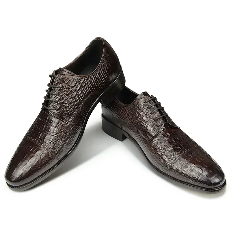 Alligator Stylish Leather Men Dress Suit Oxford Shoe Genuine Handmade Fashion Daily Office Derby Shoes Customized Size Logo