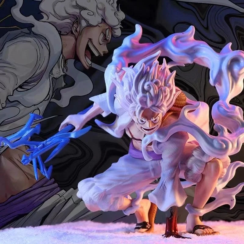 

Bandai Anime One Piece 17cm Luffy Figure Gear 5 Sun God Nika Battle Stance Action Statue PVC Model Doll Collection Toy Gift Kids