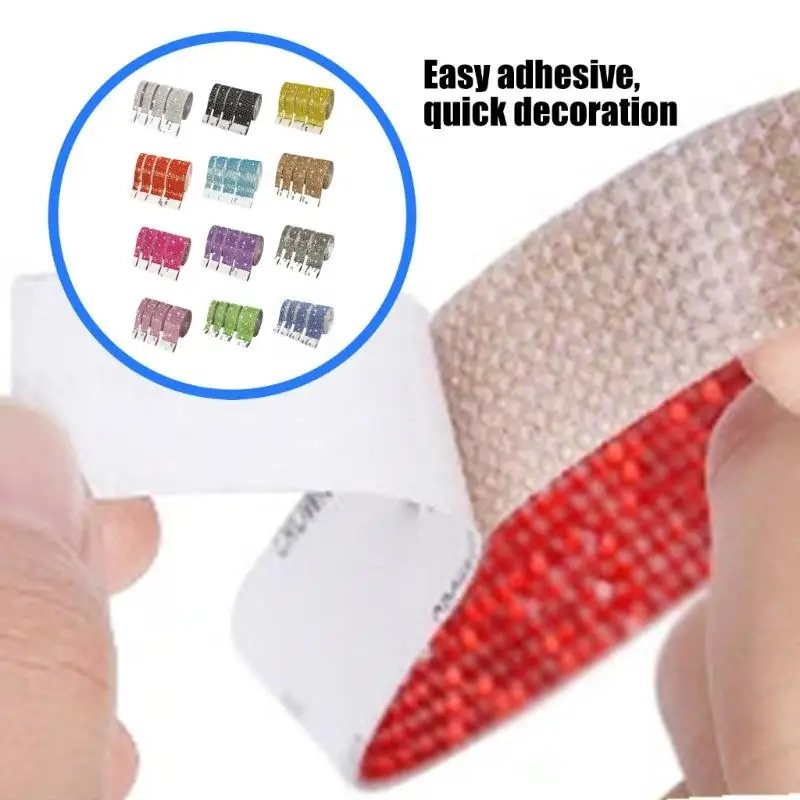 

QX2E 4 рулона мерцающих страз, клейкая лента в рулоне с кристаллами для одежды