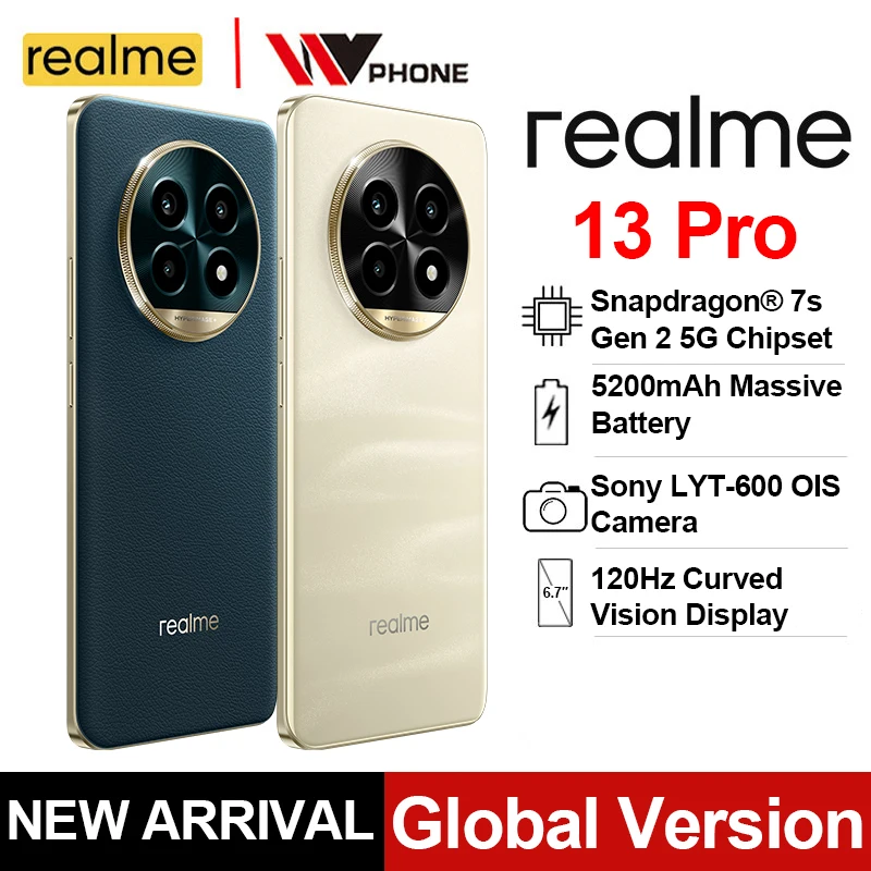 Global Version realme 13 Pro Snapdragon 7s Gen 2 5G Chipset LYT-600 OIS Camera 120Hz Curved Display 5200mAh Battery