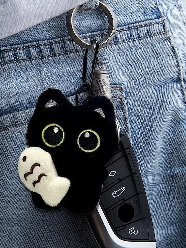 귀여운 고양이 키체인 봉제 인형 백팩 키체인 어린이용 부드러운 키체인 가방 펜던트 지갑 자동차 토트백 핸드백용