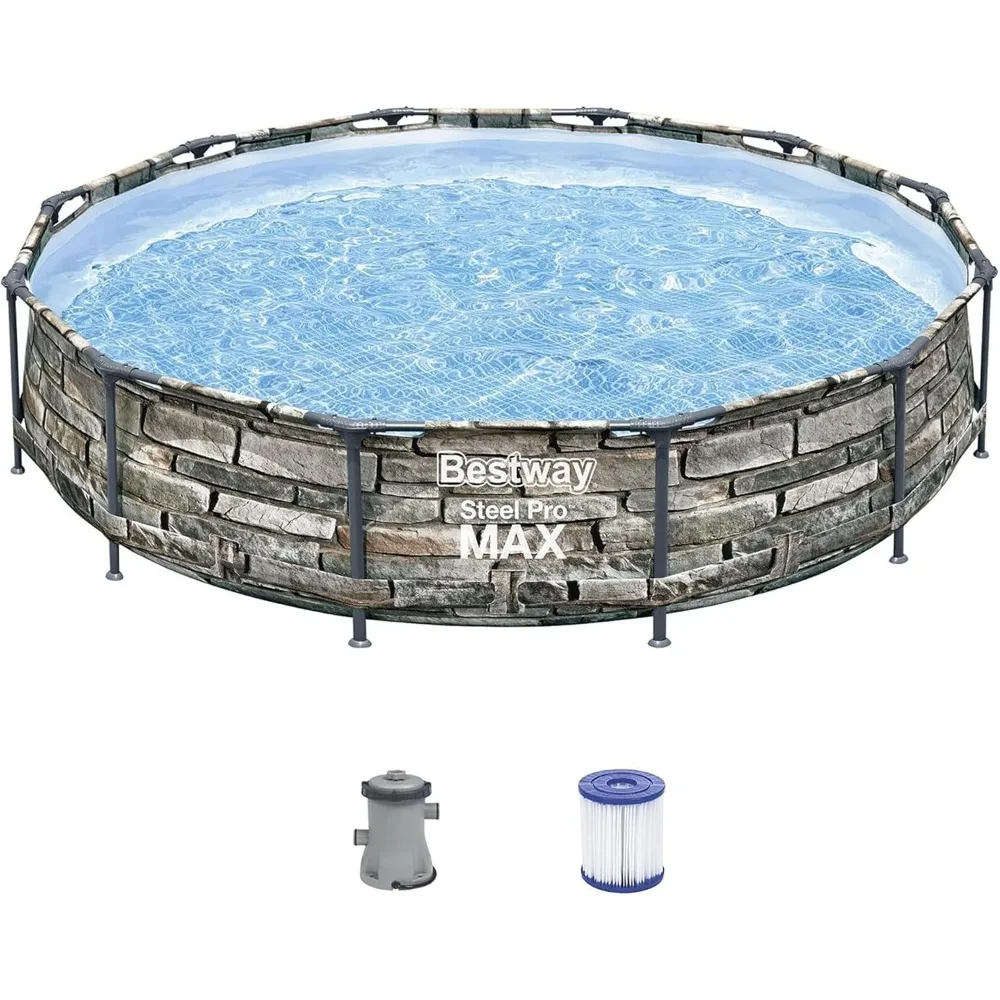 

Steel Pro Max Round Steel Frame 5-Person 1,710 Gallon Above Ground Swimming Pool Kit with Filter Pump and Filter