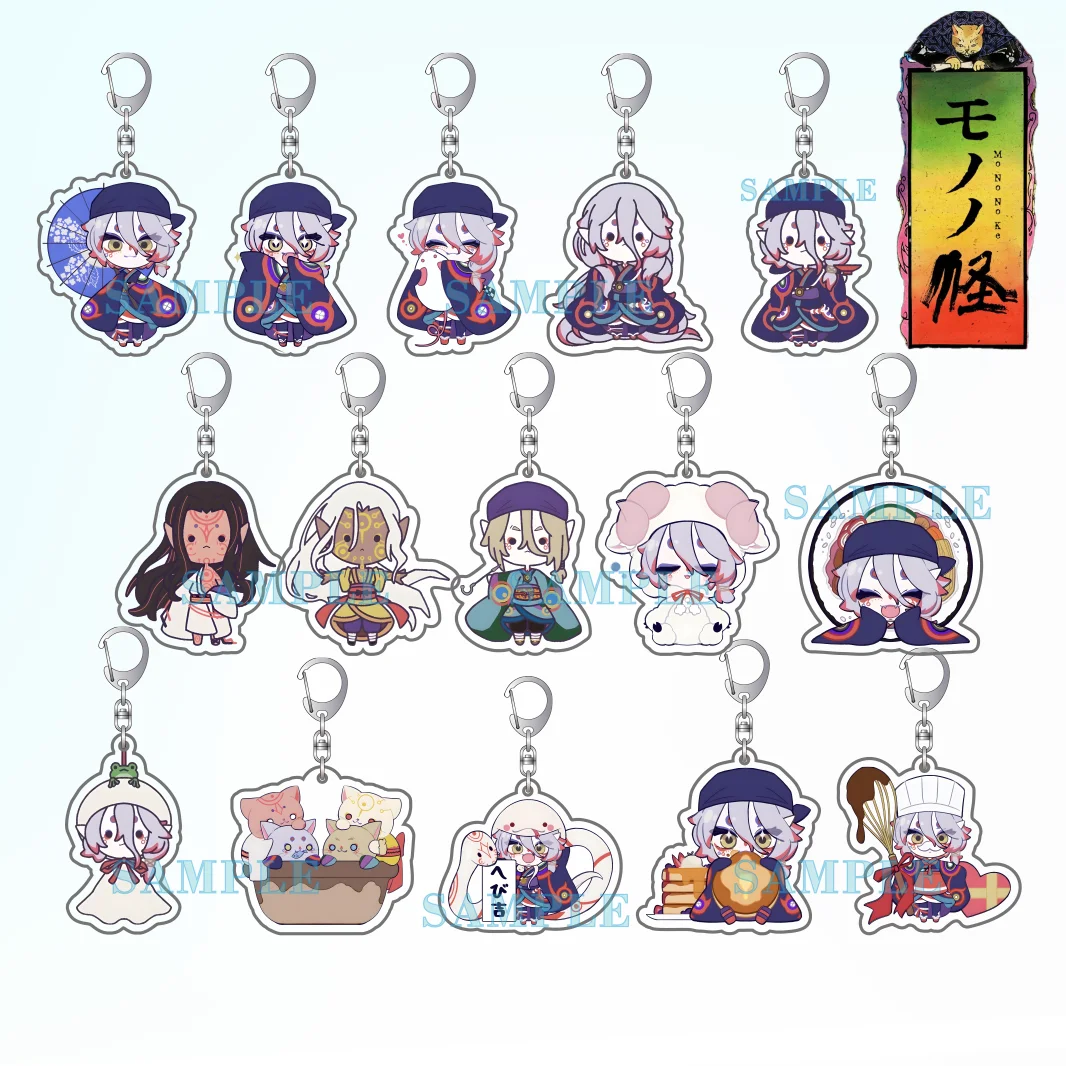 Anime Mononoke Ayakashi Kusuriuri/Shino/Bake Neko Cute Chibi Acrylic keychain Desk Decor Stand  Bag charm Gifts 6CM