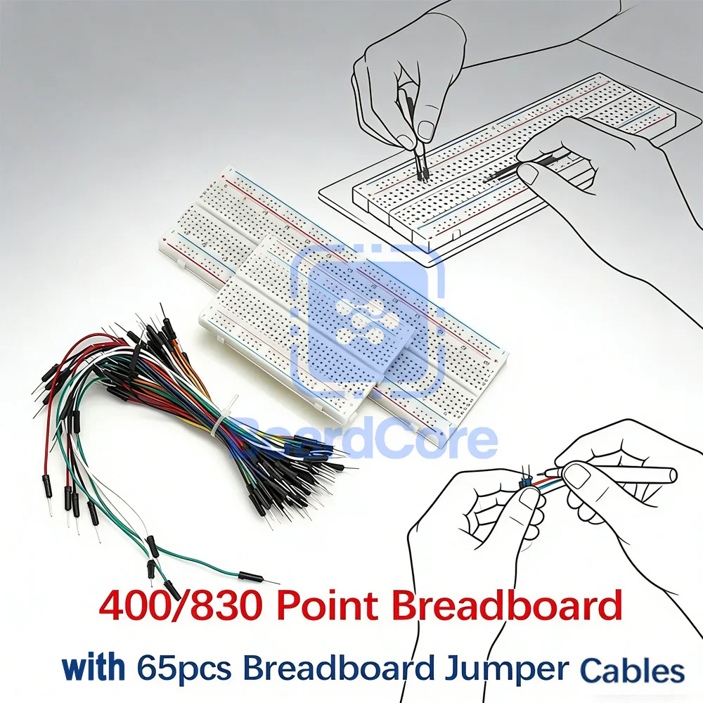 400/830 Point Breadboard Kit with 65pcs Jumper Wires for Arduino Raspberry Pi DIY Electronic Projects