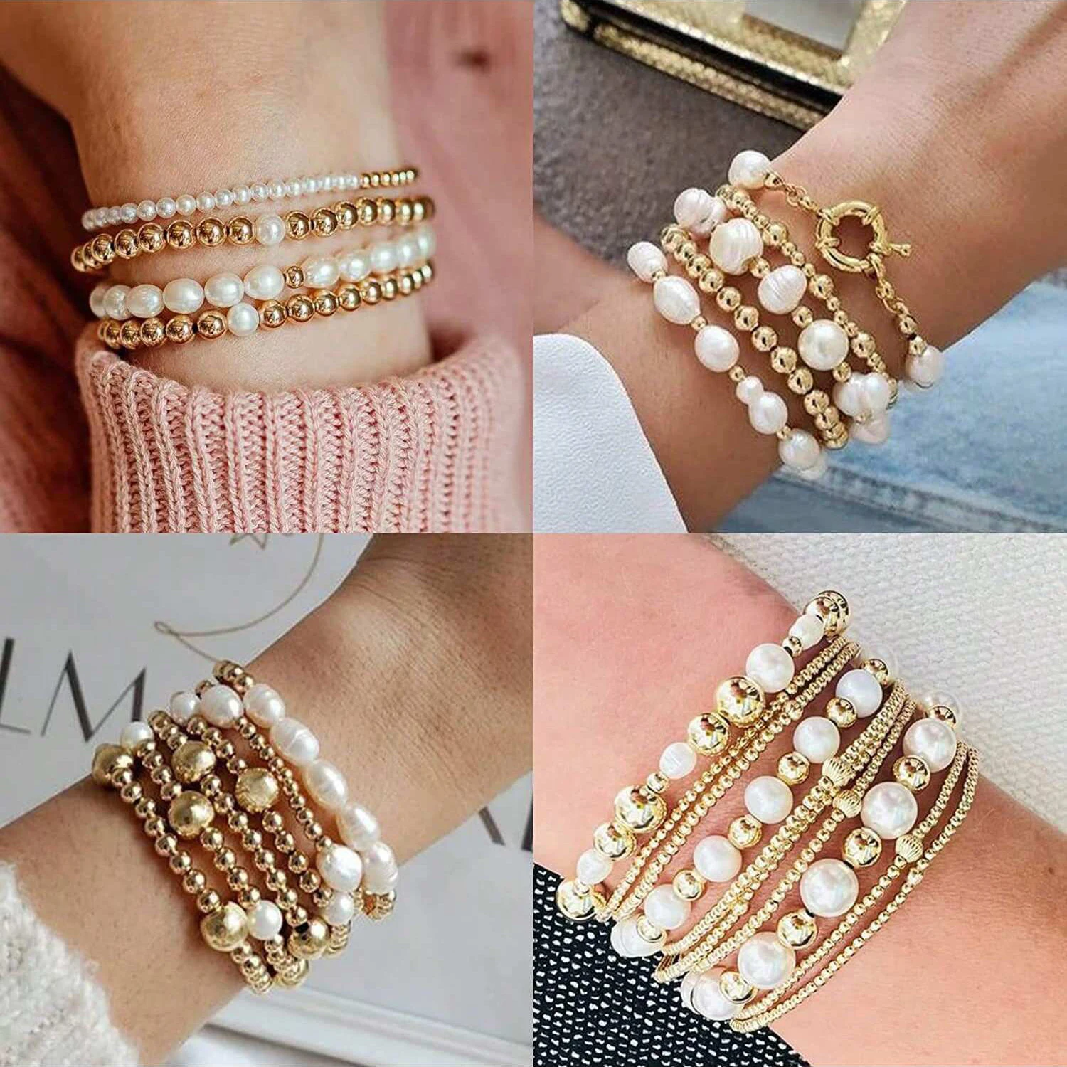 1550pcs Imitation Pearl Golden Plated Spacer Beads Kit