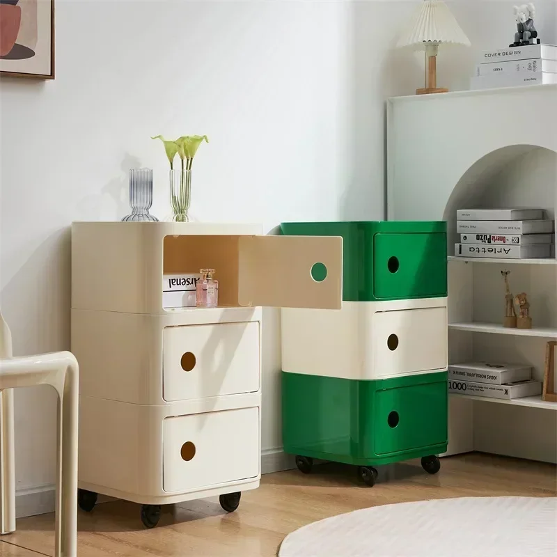 Retro bedside table, small apartment, multi-layer locker, antique style, simple side storage