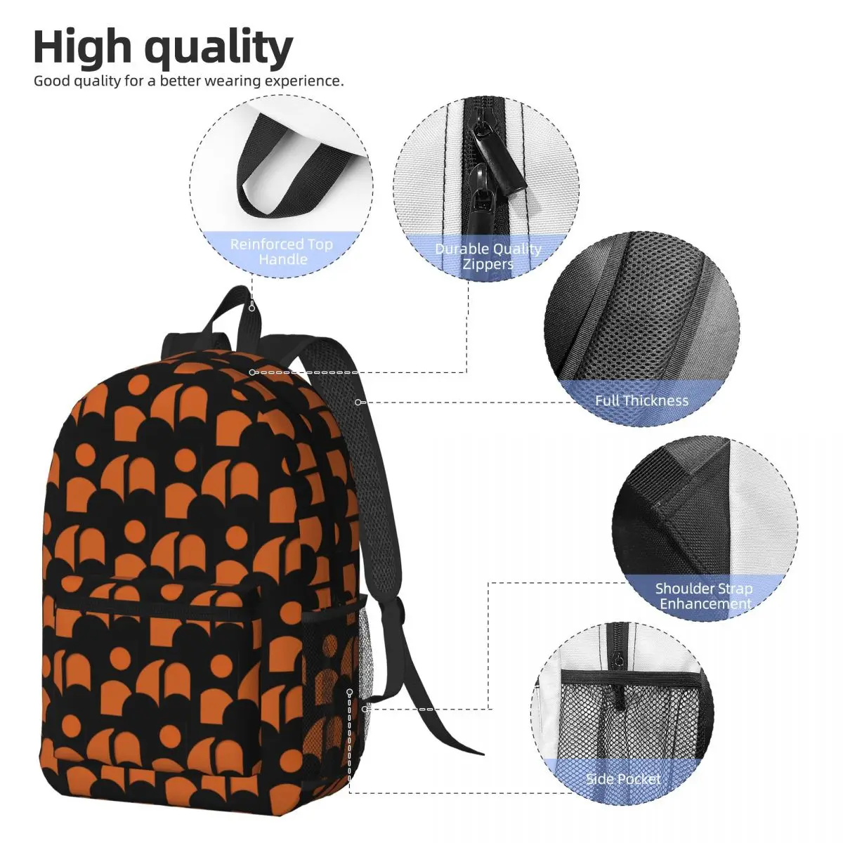 Geometric Terracotta Shapes Backpack Daypack Large Capacity Kids BookBag School Bag Shoulder Bags for Men Women