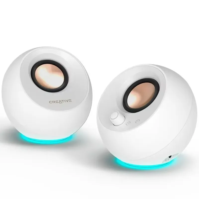 

1 пара беспроводных колонок Creative Pebble Pro с RGB-подсветкой, мощным басом, Bluetooth 5.3, 3D стереозвуком, сабвуфером и USB-разъемом