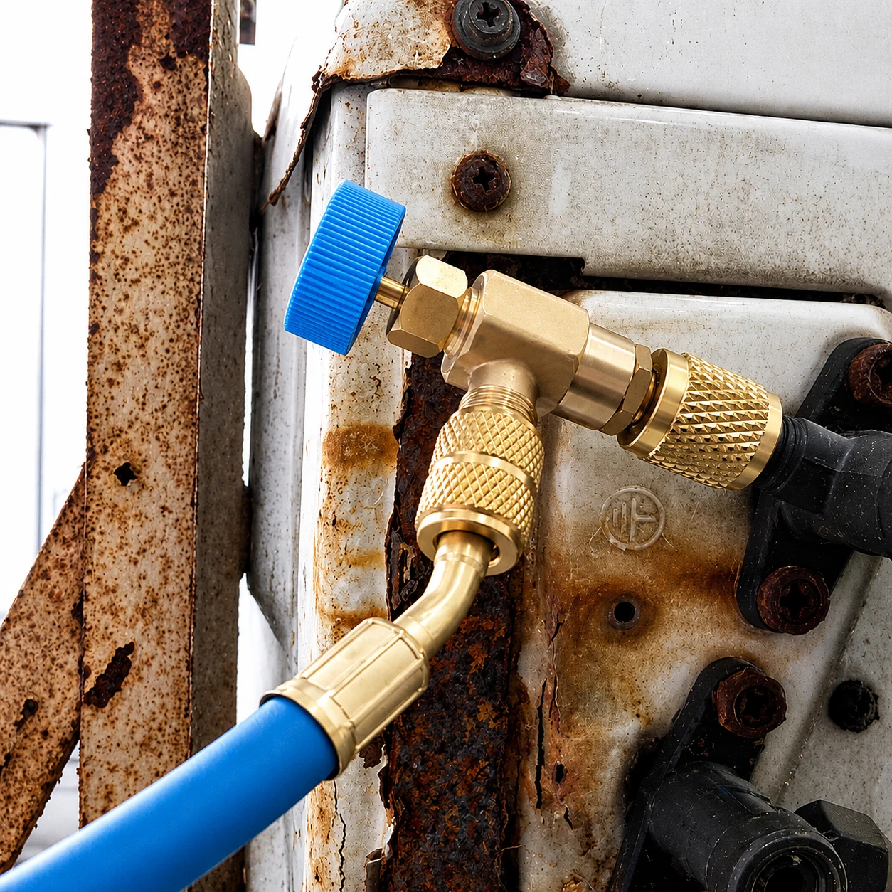 1/4 Stück R22 R410 Kältemittel-Füllventil Sicherheitsadapter Durchflussregelventil für R22 R410 Klimaanlagen-Manifold – Detail 7
