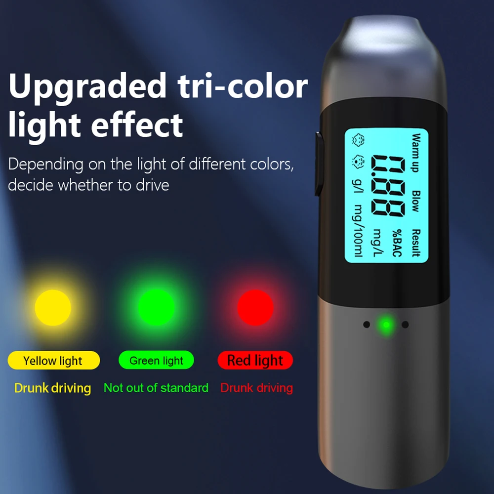 LCD Display Digital Alcohol Tester Professional Alcohol Detector Breath Rechargeable Breathalyzer Alcotester Drunk Driving Test