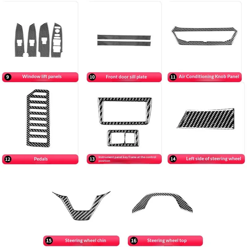 

For Honda Accord 10th Gen 2018-2022 Carbon Fiber Interior Trim Window Control Center Console Gear Panel