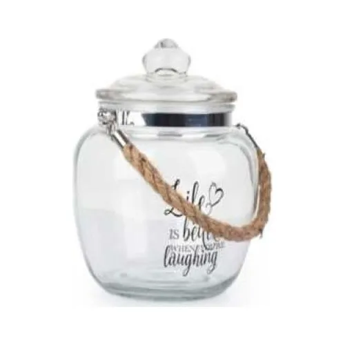 Acar Straw Glass Jar With Handle 1lt