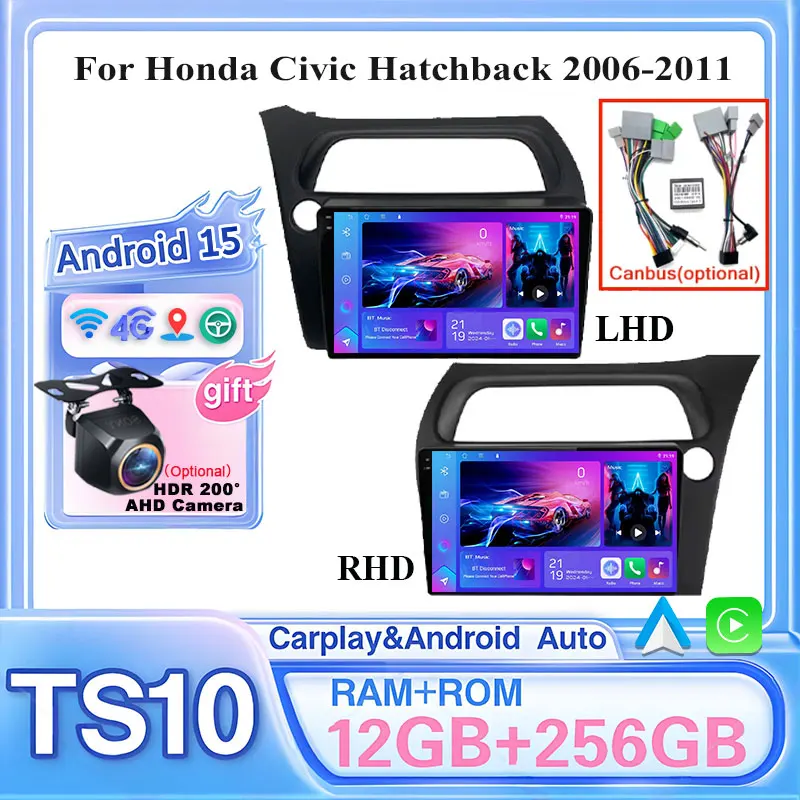 

Android 15 Car Auto Radio For Honda Civic Hatchback 2006-2011 Multimedia GPS Video Navigation Wireless Carplay No 2 Din DVD