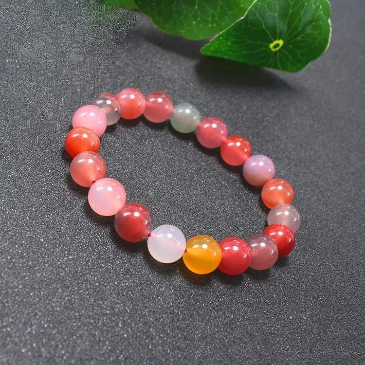 Natural Salt Source Agate Round Bead Single Loop Bracelet Women's Candy Color Fashion Popular Bracelet Jewelry