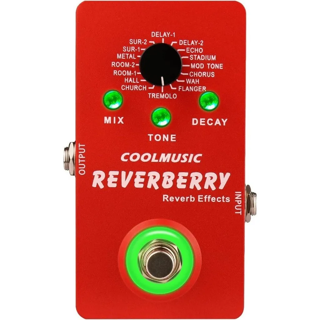 Coolmusic A-RV02 Digital Reverb Guitar pedal Multi Effects Pedal Digital Guitar Pedal with 16 Effects True Bypass