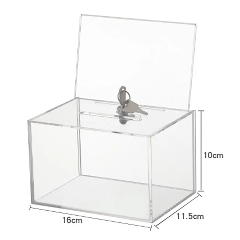Transparent Donation Box With Lock Money Collection Box Ballot Box Suggestion Box-Y41A