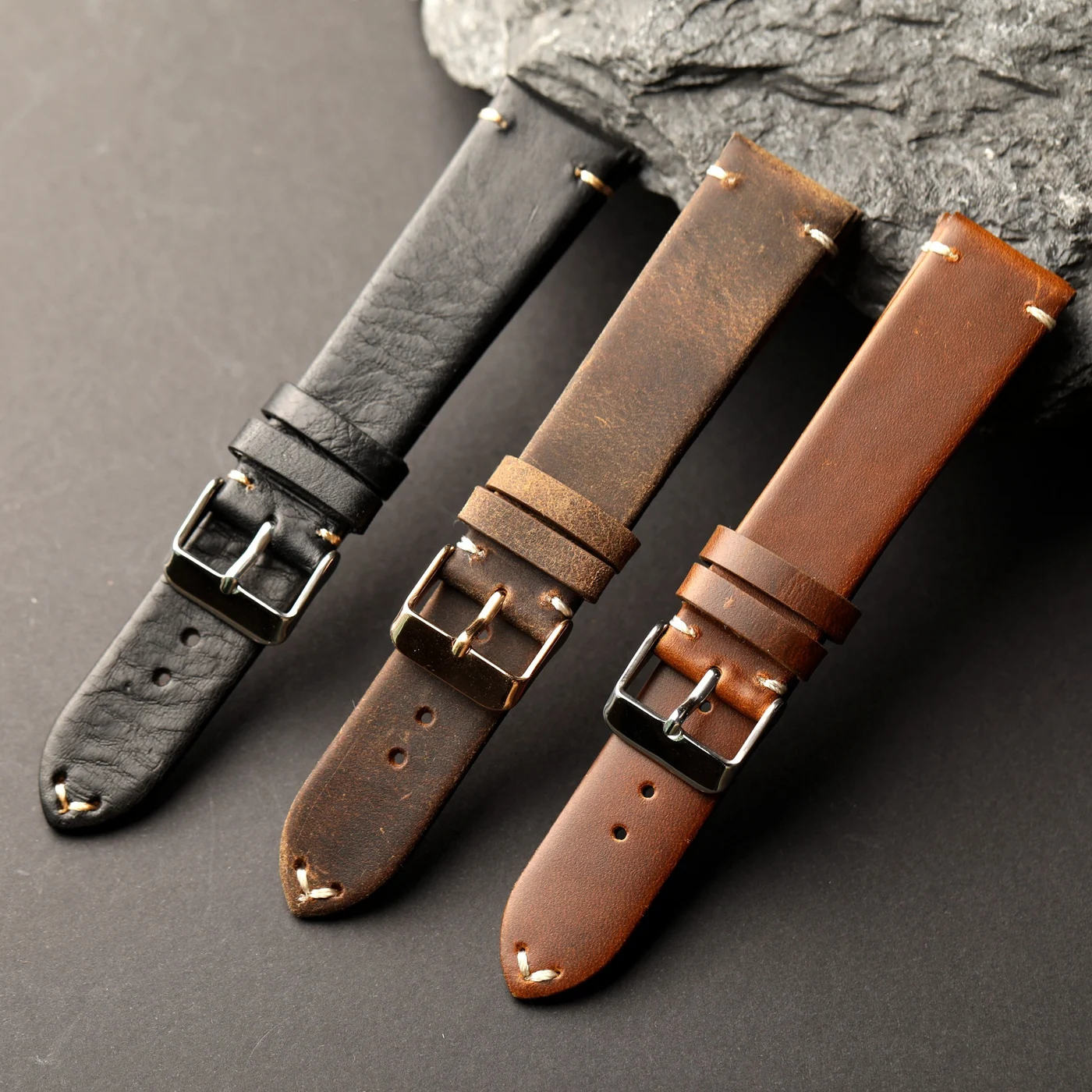 Handgefertigtes weiches, ultradünnes Lederarmband, 18, 19, 20, 21, 22 mm, braun, schwarz, Herren-Retro-Rindslederarmband, geeignet für antike mechanische Antik