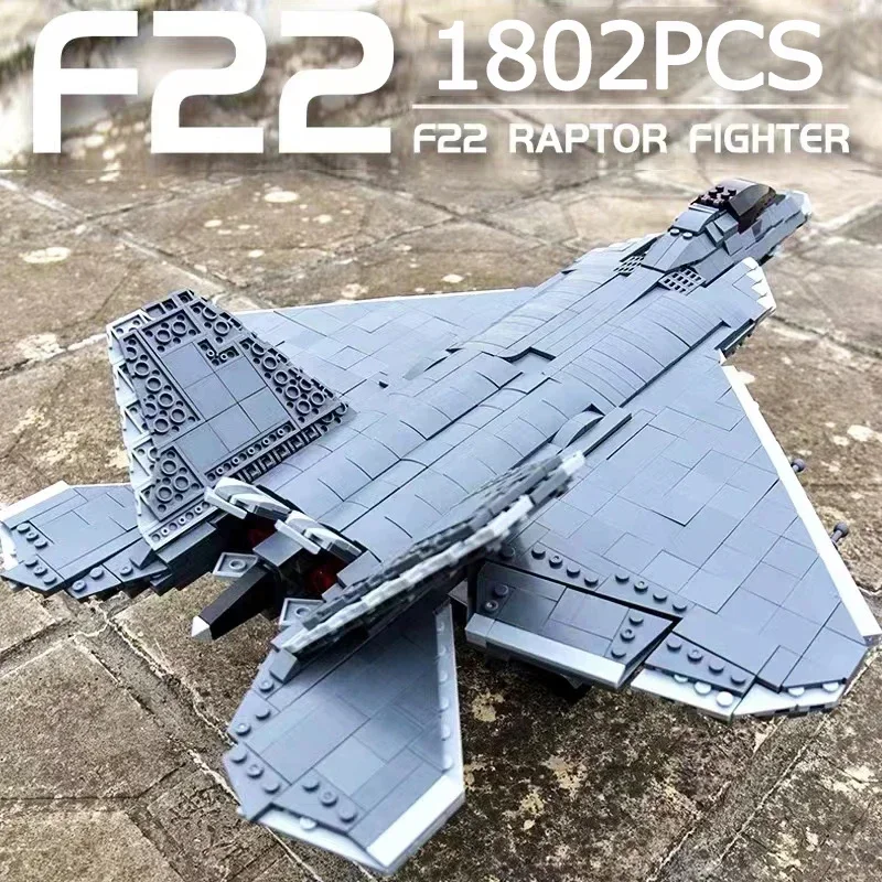 1802pcs militärische wwii Bausteine F-22 Kämpfer Spielzeug Modell-Spaß und pädagogisches Geschenk für Kinder 2024