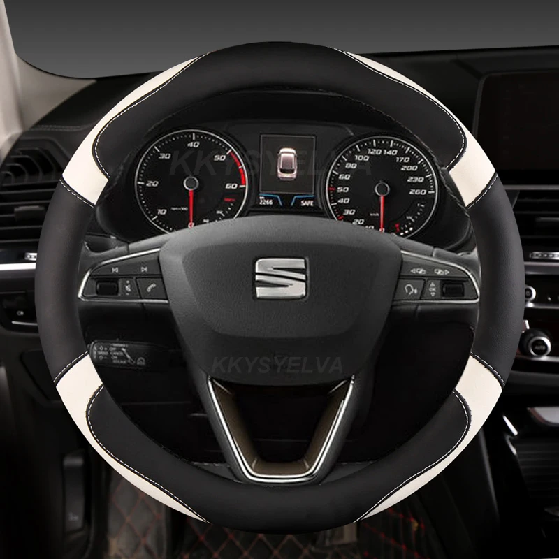 

Car Steering Wheel Cover Microfiber Leather 38cm Non-Slip For Seat Tarraco Arona Ateca Ibiza Toledo Mii Leon Arosa Exeo ST FR