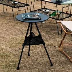 Portable Camping Round Table Adjustable Folding Liftable Mini Table Ultralight Brazier Table for Picnic Garden Camping Furniture